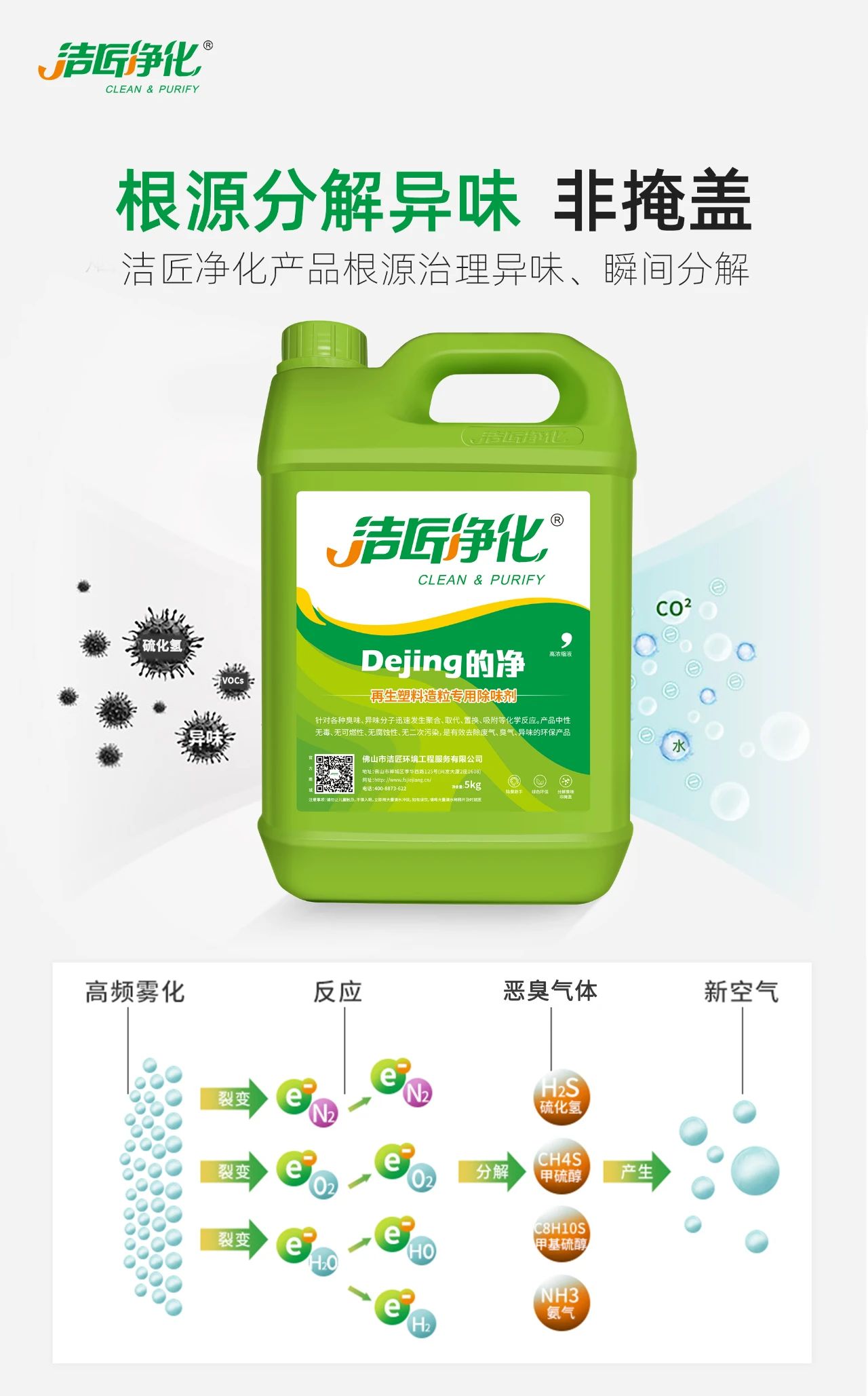 再生塑料造粒生產(chǎn)如何除臭？Dejing的凈除臭劑一站式解決方案！.jpg